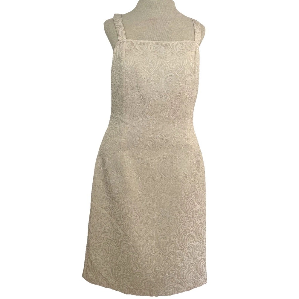 Tahari Jacquard Ivory Strap Dress Textured Size 6